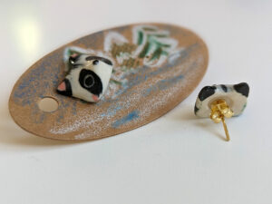 raccoon porcelain earrings