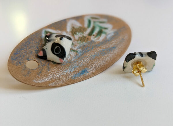 raccoon porcelain earrings