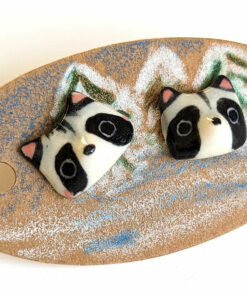 raccoon porcelain earrings