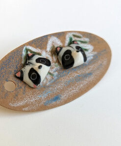 raccoon porcelain earrings