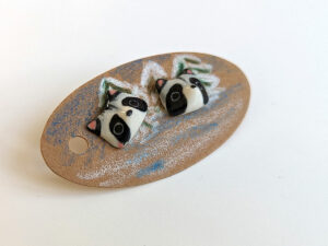 raccoon porcelain earrings