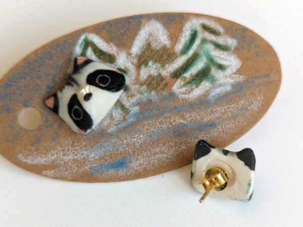 raccoon porcelain earrings