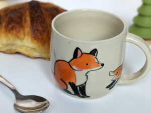 red fox family mug
