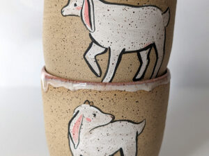 goat kid cup with pink glaze