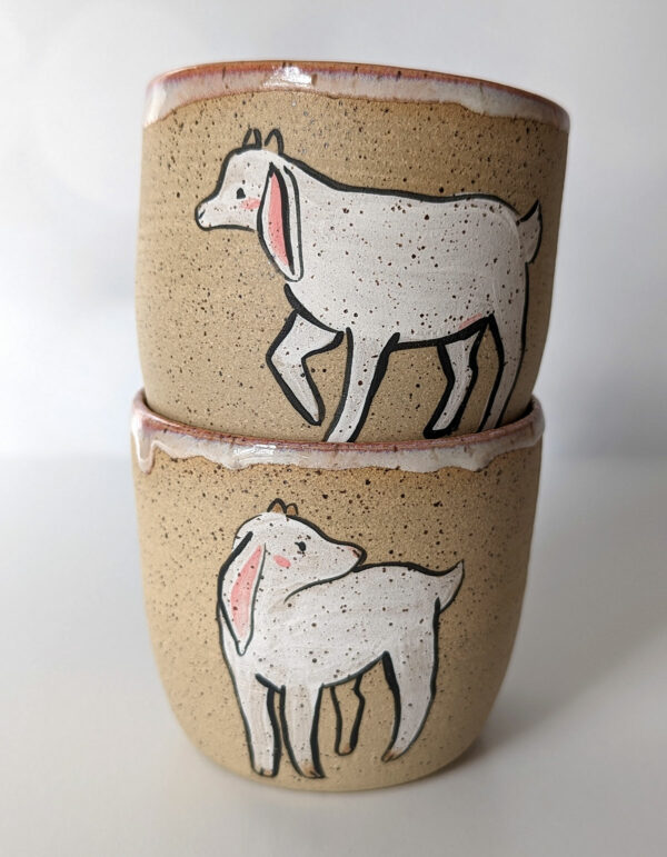 goat kid cup with pink glaze