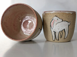 goat kid cup with pink glaze