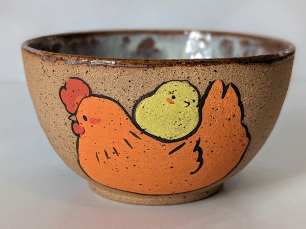 stoneware bowl chicken and chicks