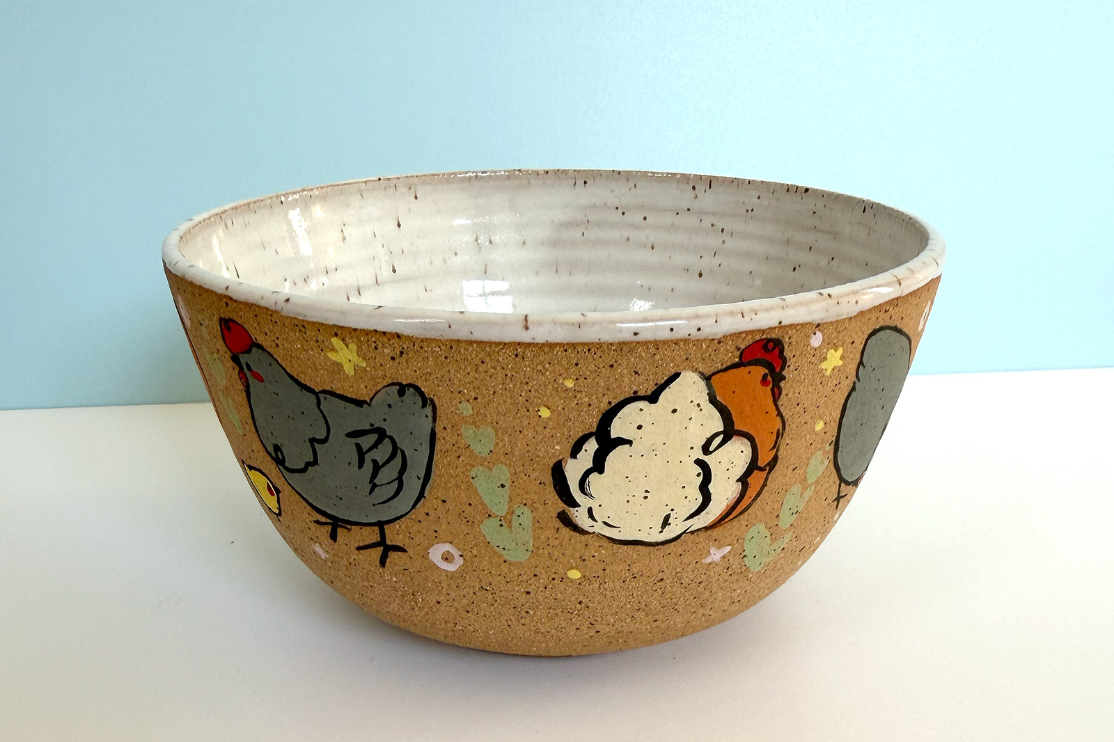 stoneware bowl chicken and chicks