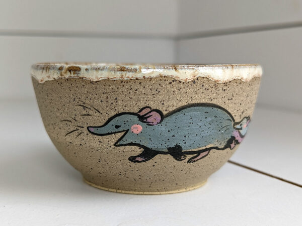 CUTE SHREW FAMILY BOWL HANDMADE BY KNESS