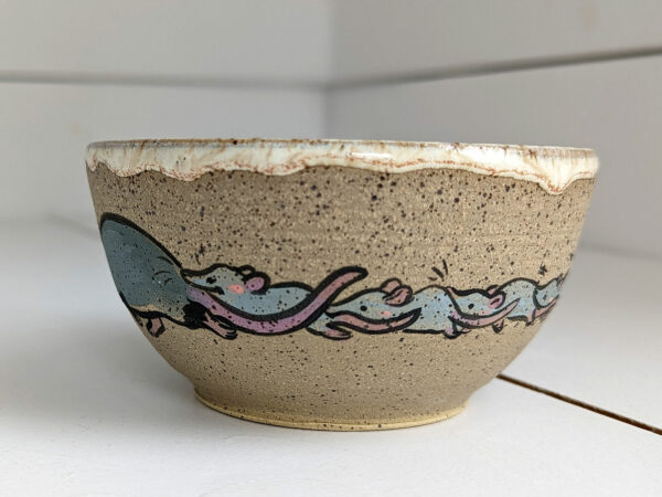 CUTE SHREW FAMILY BOWL HANDMADE BY KNESS