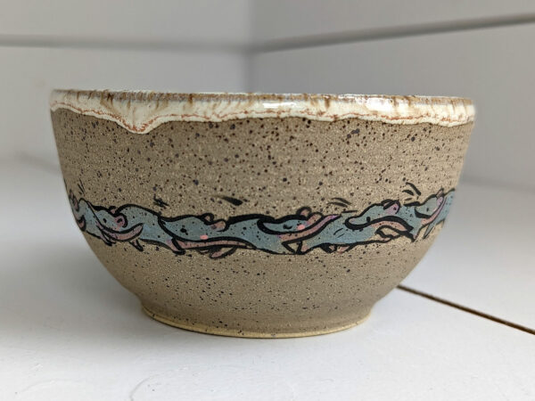 CUTE SHREW FAMILY BOWL HANDMADE BY KNESS