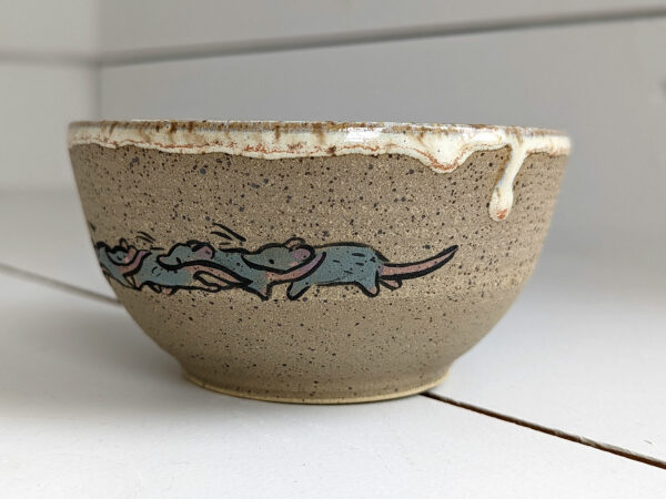 CUTE SHREW FAMILY BOWL HANDMADE BY KNESS