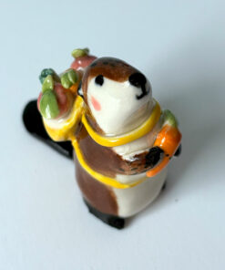 cute beaver holding vegetables figurine porcelain kness