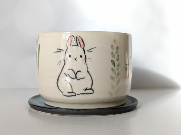 white bunny planter