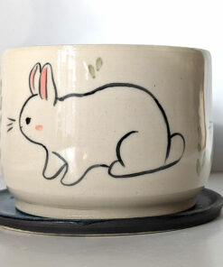 white bunny planter