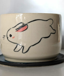 white bunny planter