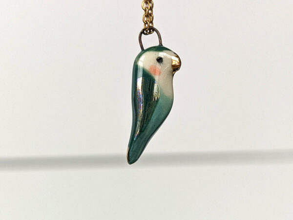 porcelain turquoise lovebird pendant cute