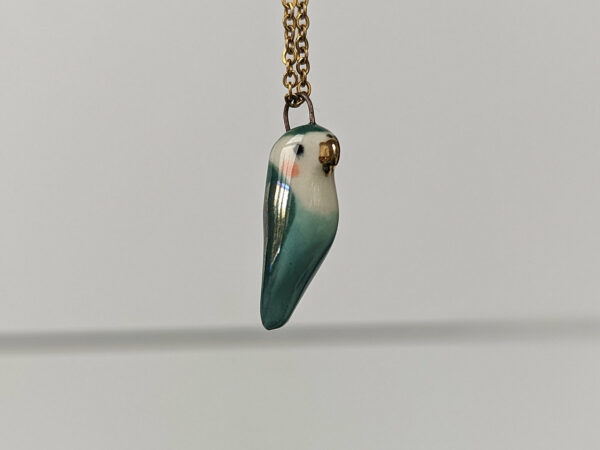 porcelain turquoise lovebird pendant cute