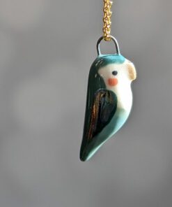 porcelain turquoise lovebird pendant cute