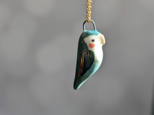 porcelain turquoise lovebird pendant cute