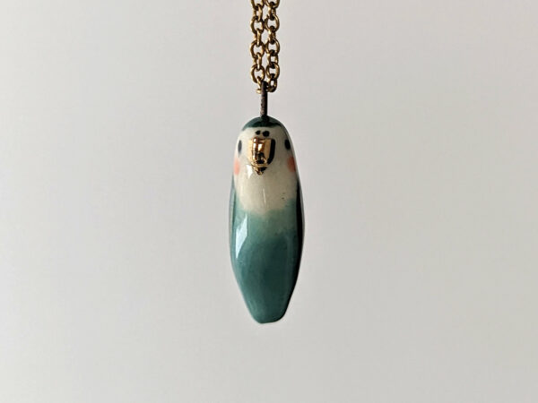 porcelain turquoise lovebird pendant cute