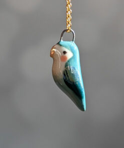 porcelain turquoise lovebird pendant cute