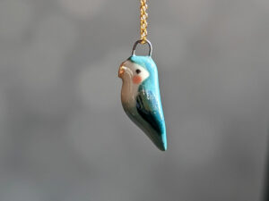 porcelain turquoise lovebird pendant cute