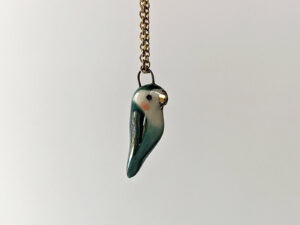 porcelain turquoise lovebird pendant cute