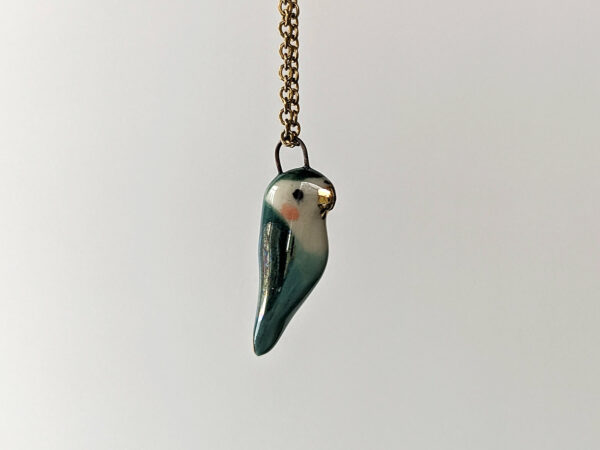 porcelain turquoise lovebird pendant cute