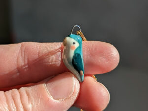 porcelain turquoise lovebird pendant cute