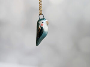 porcelain turquoise lovebird pendant cute