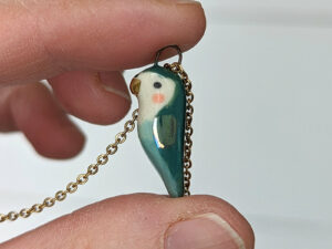 porcelain turquoise lovebird pendant cute