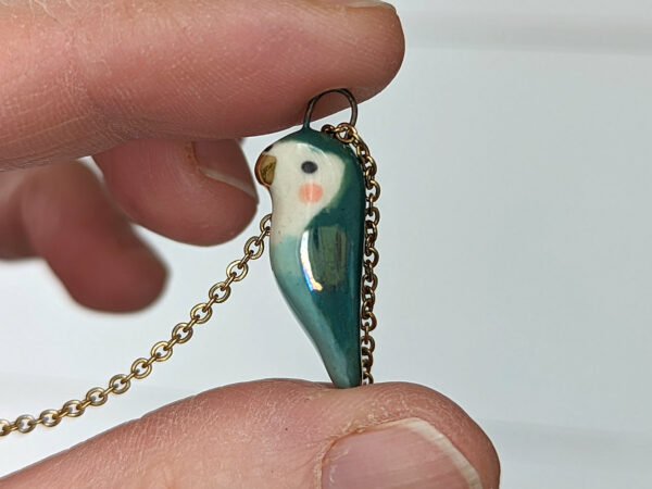 porcelain turquoise lovebird pendant cute
