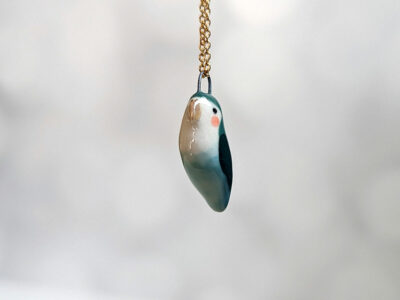 porcelain turquoise lovebird pendant cute
