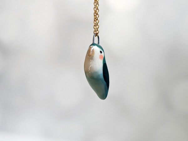 porcelain turquoise lovebird pendant cute