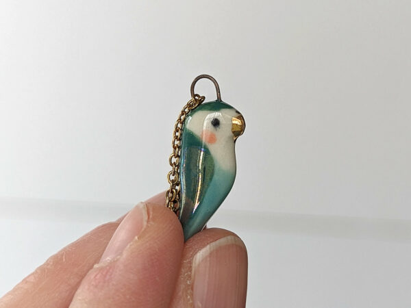 porcelain turquoise lovebird pendant cute