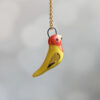 porcelain lovebird pendant yellow and gold