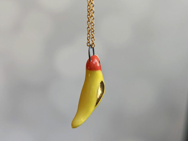 porcelain lovebird pendant yellow and gold