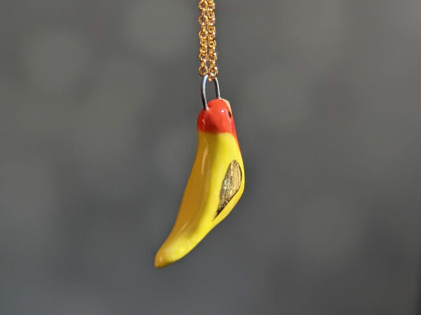 porcelain lovebird pendant yellow and gold