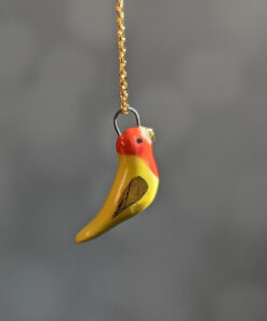 porcelain lovebird pendant yellow and gold