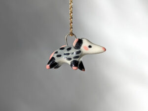 opossum pendant porcelain