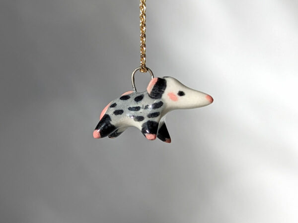 opossum pendant porcelain