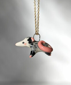 opossum pendant porcelain