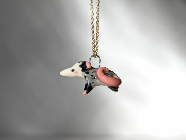 opossum pendant porcelain