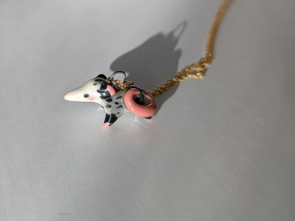 opossum pendant porcelain