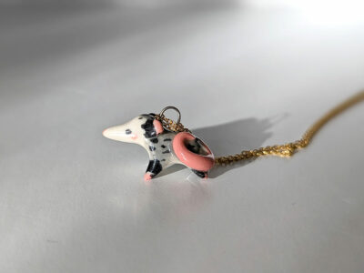 opossum pendant porcelain