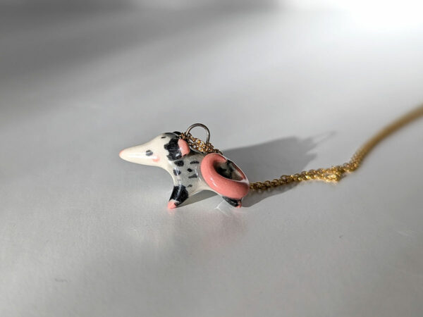 opossum pendant porcelain