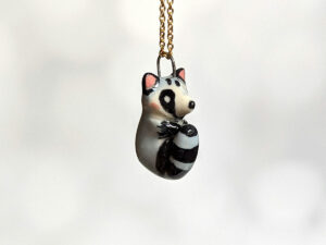 cute raccoon porcelain pendant