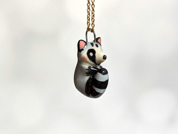 cute raccoon porcelain pendant