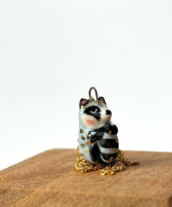 cute raccoon pendant sleepy